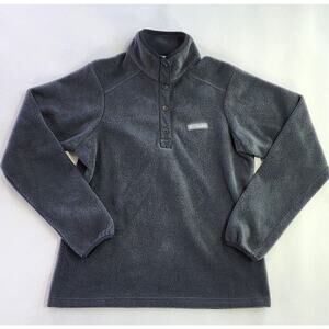 Columbia Sweater Womens Small Black Fleece Pullover 1/4 Snap Mock Neck Jacket